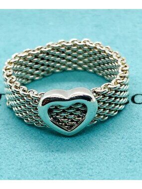 Tiffany & Co Sterling Silver 925 Heart Somerset Ring Size 7.75